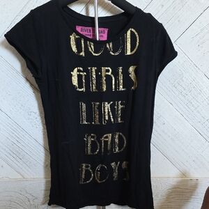 River Island Black Tee with Gold Text